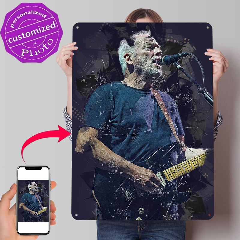 Gaming Accessories Retro - David Gilmour Metalen Poster Aangepaste wanddecoratie