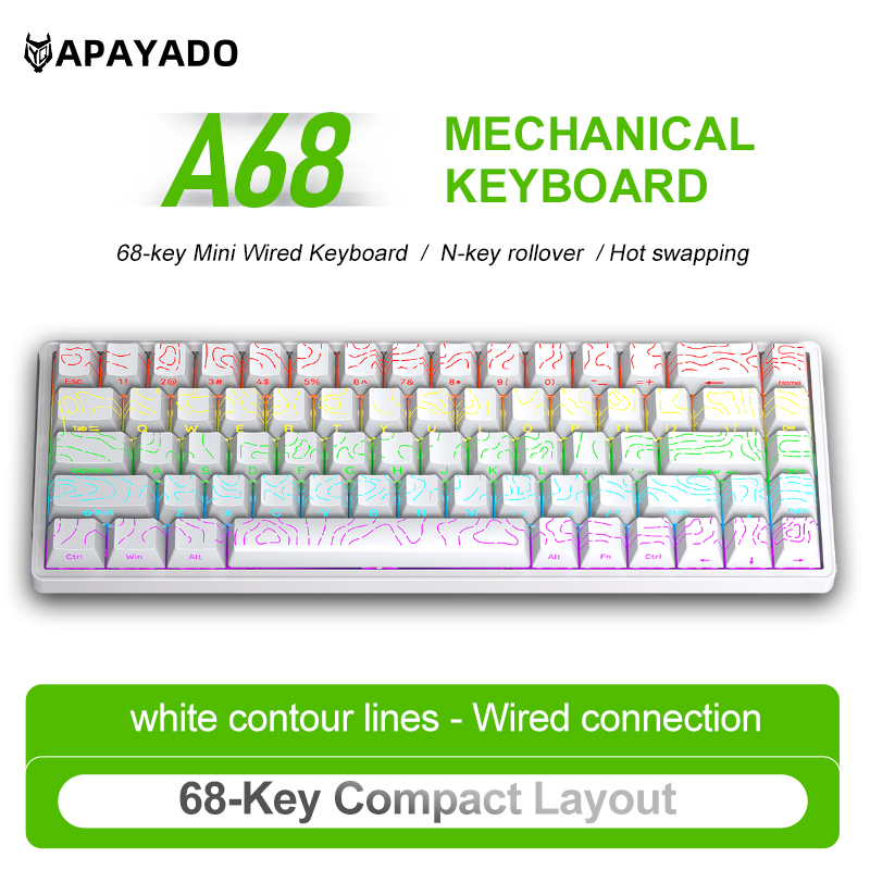 Gaming Accessories Uk - APAYADO A68 Mechanisch gamingtoetsenbord met Fn-lichtbediening