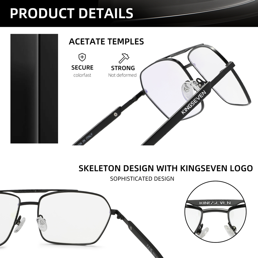 KINGSEVEN Rechthoek Anti-Blue- - Gaming Glasses Tinted recensie en prijs
